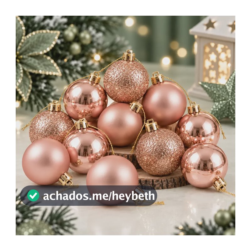 Kit 12 Bolas Enfeite Árvore De Natal 4cm Bolinhas Rose Rose Bolinhas De Natal