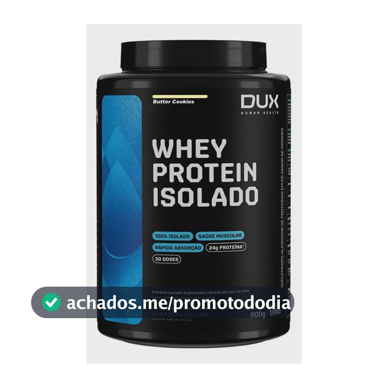 Dux Human Healt Whey Protein Isolado Pote Sabor Neutro 900g Butter Cookies