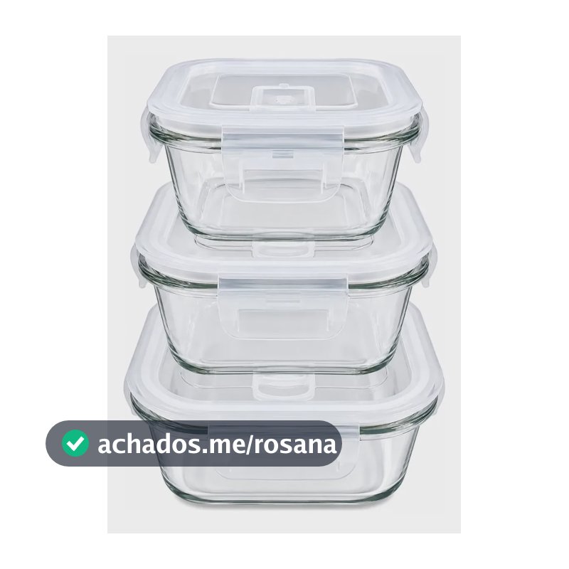 Kit 3 Potes De Vidro Hermético 3 Tamanhos 310ml/530ml/800ml Branco