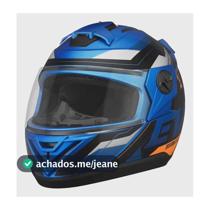 Capacete Fechado Pro Tork Evolution G8 Evo Brilhante Azul E Laranja tamanho 56