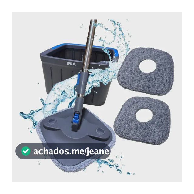 Mop Giratório Separa Água Limpa E Suja Gira 360° Cor Cinza-escuro E Azul