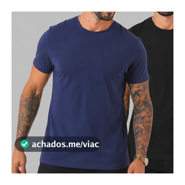 Kit 2 Camiseta Masculina Básica Peruana Lisa Algodão Premium