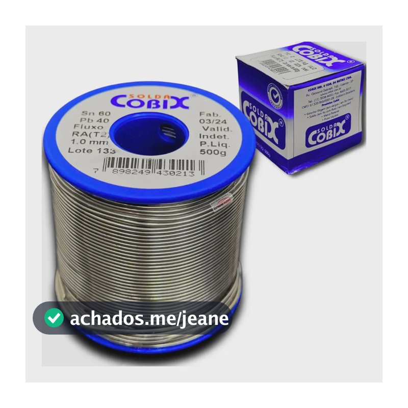 Fio de Solda Cobix 500 g 60% Estanho 40% Chumbo 1 mm RA T2