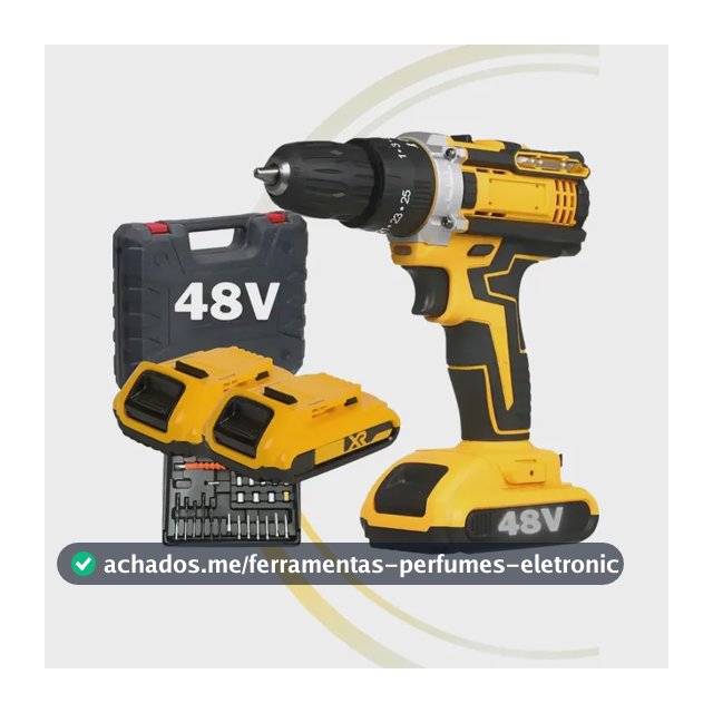 Parafusadeira Furadeira 48v Profissional 2 Baterias Sem Fio Amarelo 127/220v