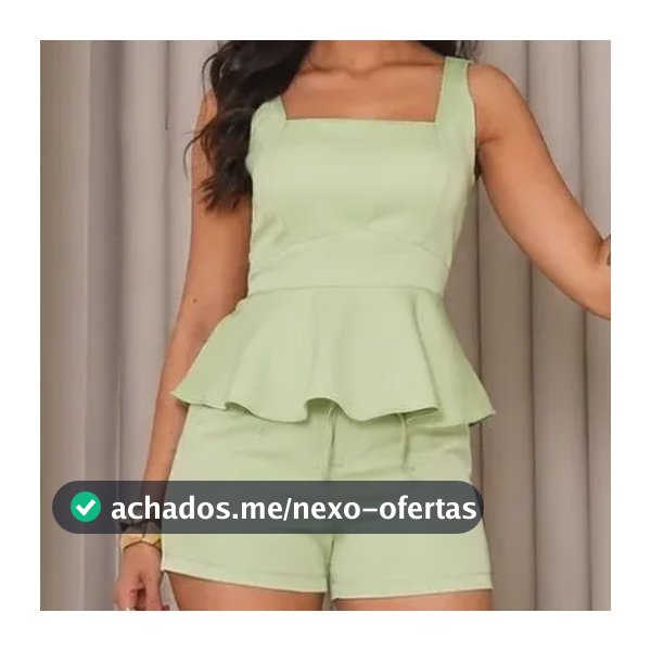 Conjunto Feminino Alfaiataria Shorts E Blusa Peplum