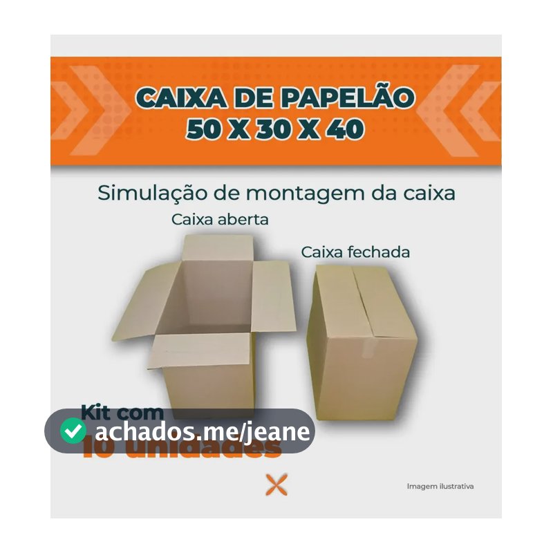 Caixa De Embalagens Caixas Mudança 50x30x40 40cm De Altura X 30cm De Lagura X 50cm De Profundidade - Kit X 10u Parda