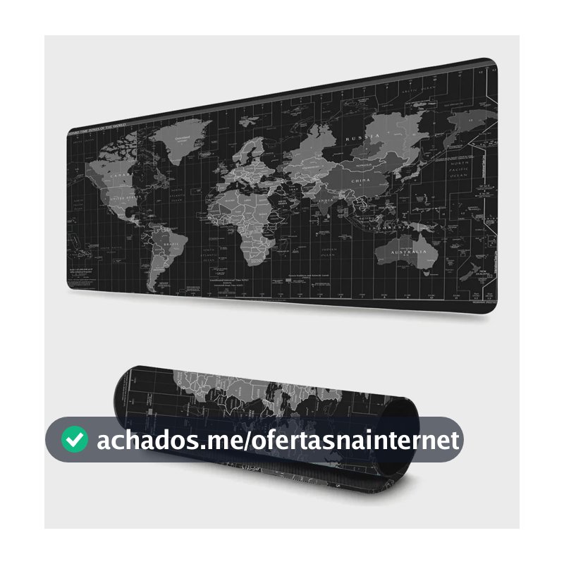 Mousepad Mapa Mundi Gamer 70x35cm Deskpad Notebook Eletroyou