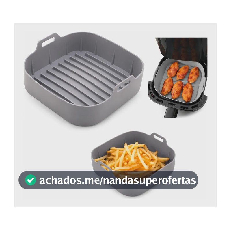 Forma Silicone Air Fryer Antiaderente Reutilizável Quadrada