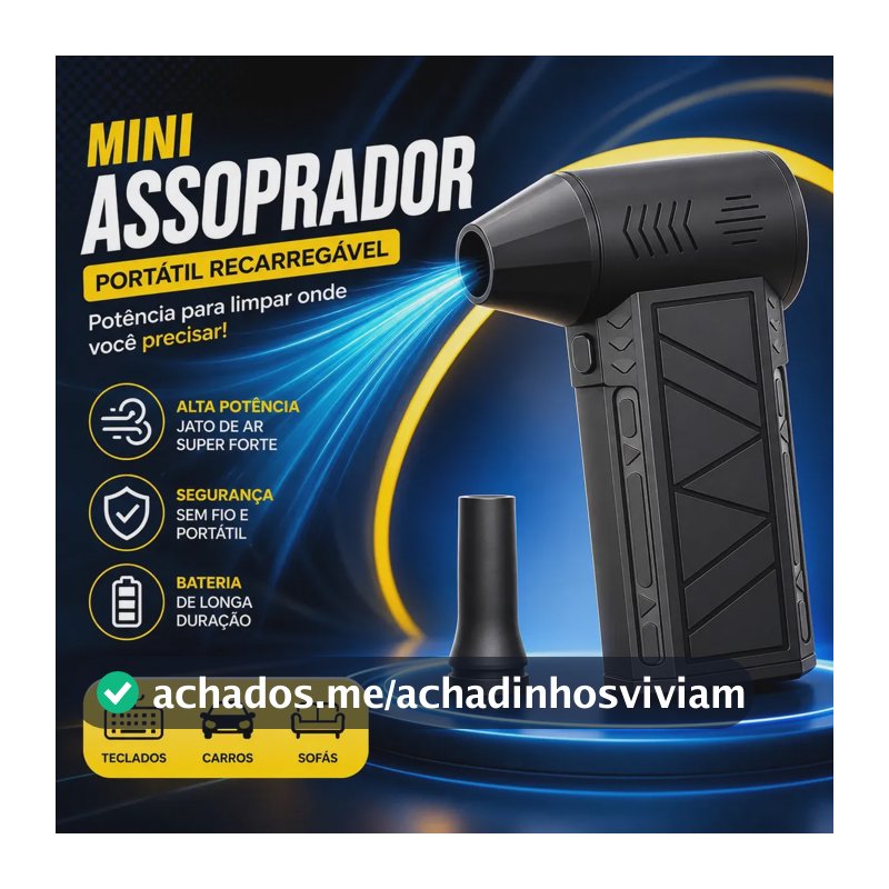 Mini Ventilador Soprador Ar Turbo 130000RPM Sem Fio Recarregável USB 3 Níveis Jato Forte Portátil Multiuso Limpeza Teclado Carro Acende Churrasqueira Simake