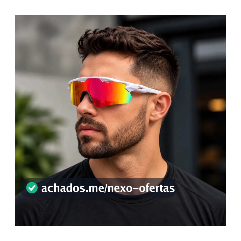 Óculos Esportivo Ciclismo Bike ciclista corrida Proteção Uv400 estilo radar Branco/multicolor