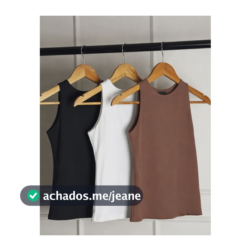 Kit 3 Regata Blusinha Feminina Suplex Duplo Básica Elegante Preto - Branco - Marrom P/m - 38 Liso