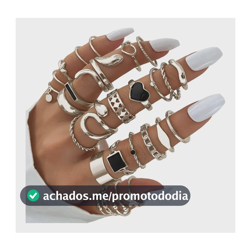 Kit Anel Metal Sortidos Prata Ajustável
