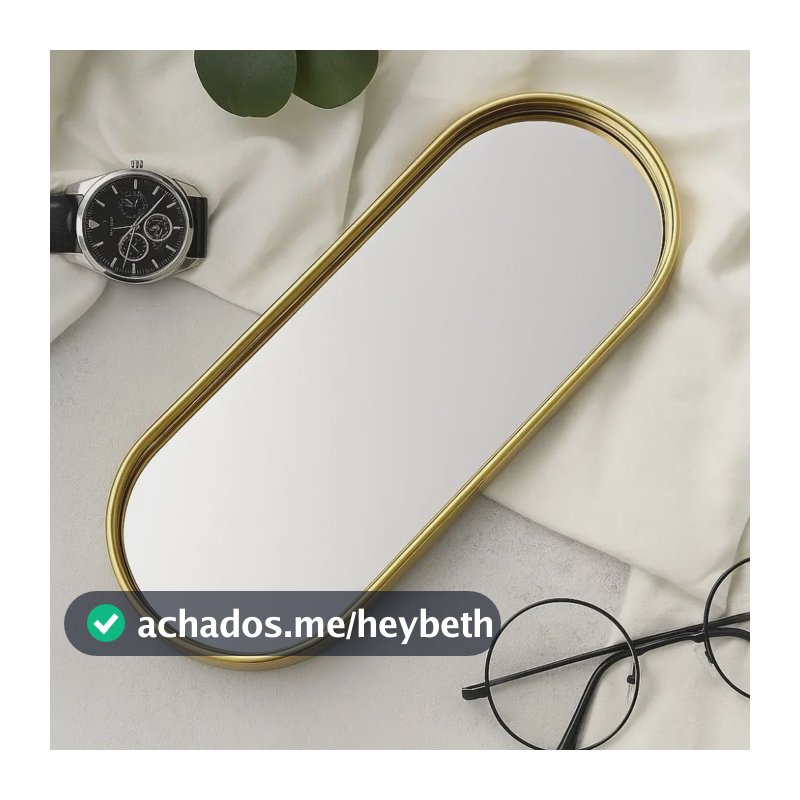 Bandeja Decorativa Espelhada Premium Multiuso Luxo Oval Dourada Espelhada
