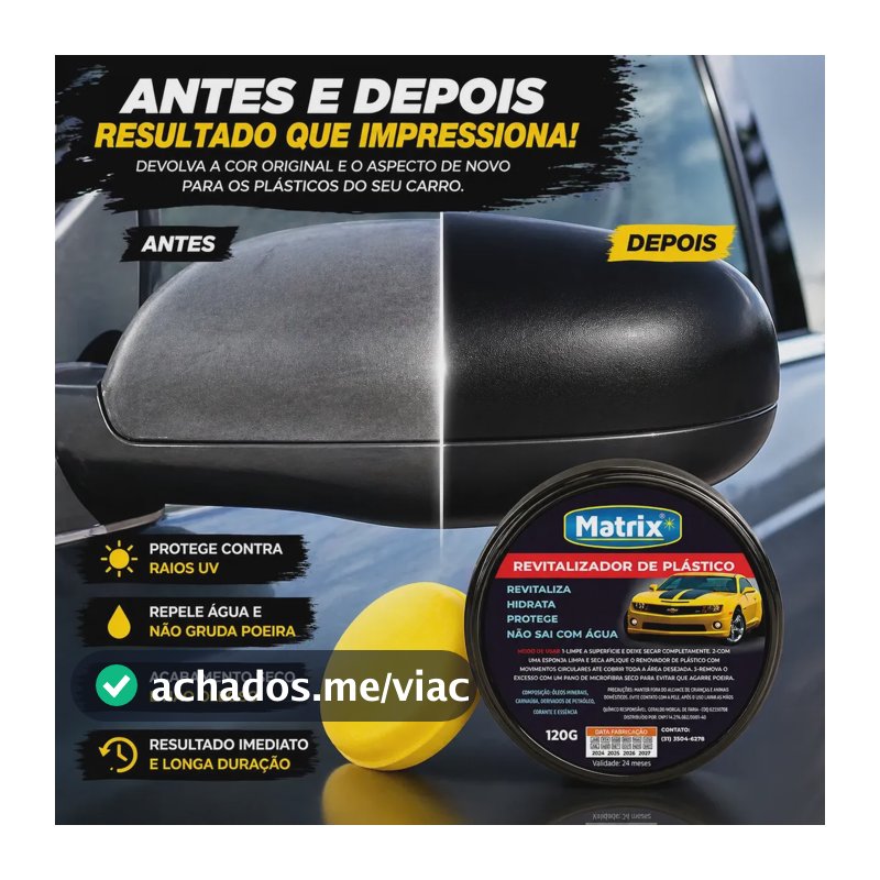 Revitalizador De Plástico Automotivo Matrix Cera Moto E Carro Para Choque Original