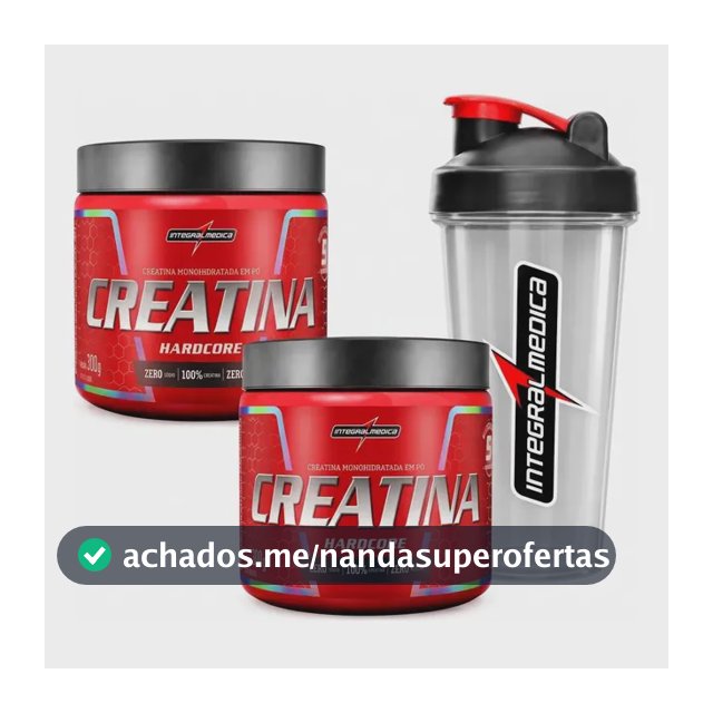 Kit 2 Creatina Integralmedica 300g + Coqueteleira 600ml Neutro