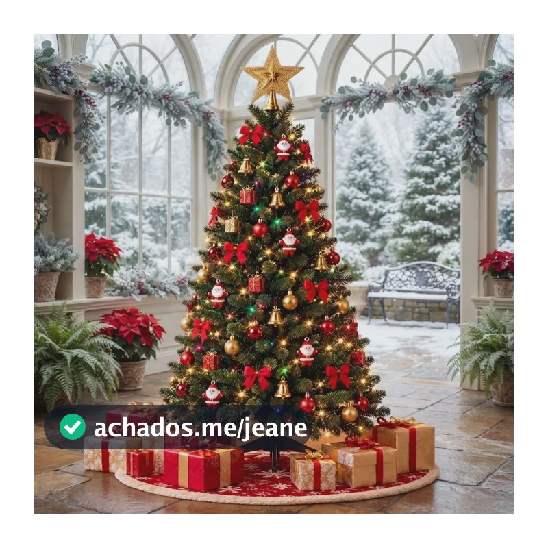 Árvore Natal 1,5m Natalino Enfeitada Decorada Completa Pisca Verde 127v