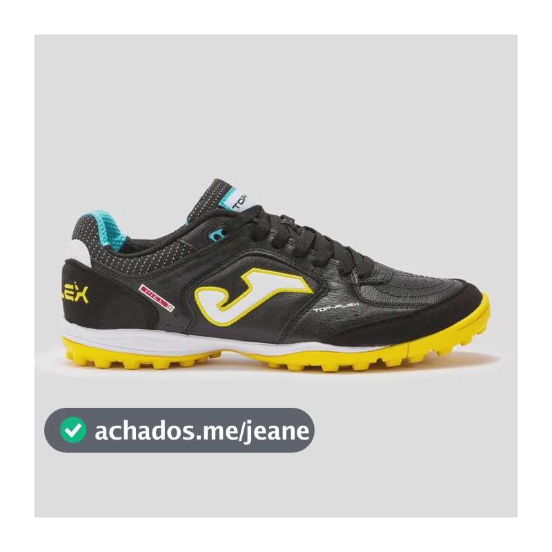 Chuteira Society Joma Top Flex 2531 Couro Pro Original Preto/amarelo 42 Br