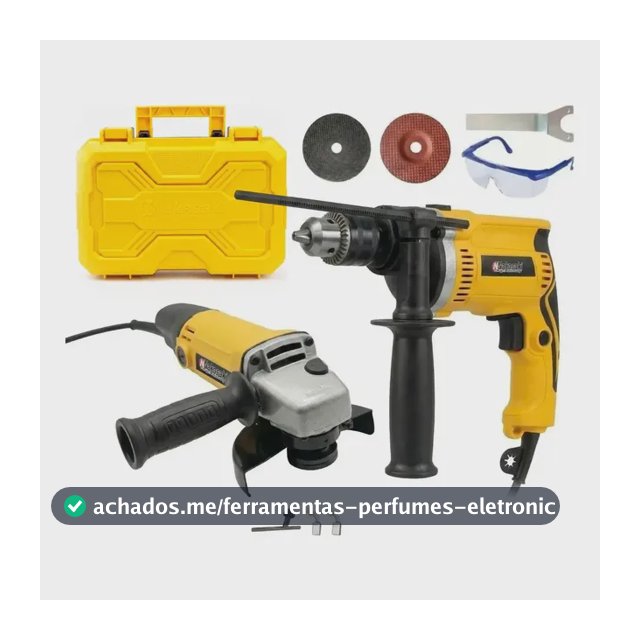 Kit Furadeira Parafusadera + Esmerilhadeira Lixadeira Maleta