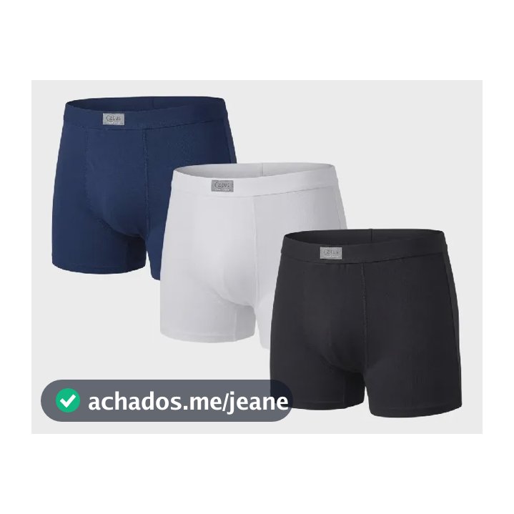 Kit 3 Cuecas Boxer Vik Zeus Demillus 090093, 3 Cores - T. Pe Preto Branco Marinho Liso A