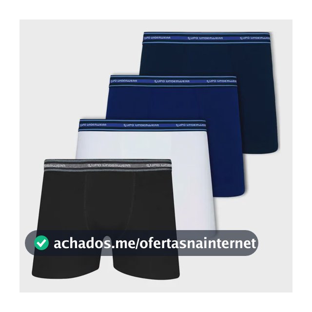 Kit 4 Cuecas Boxer Lupo Algodão Confortável Box Original