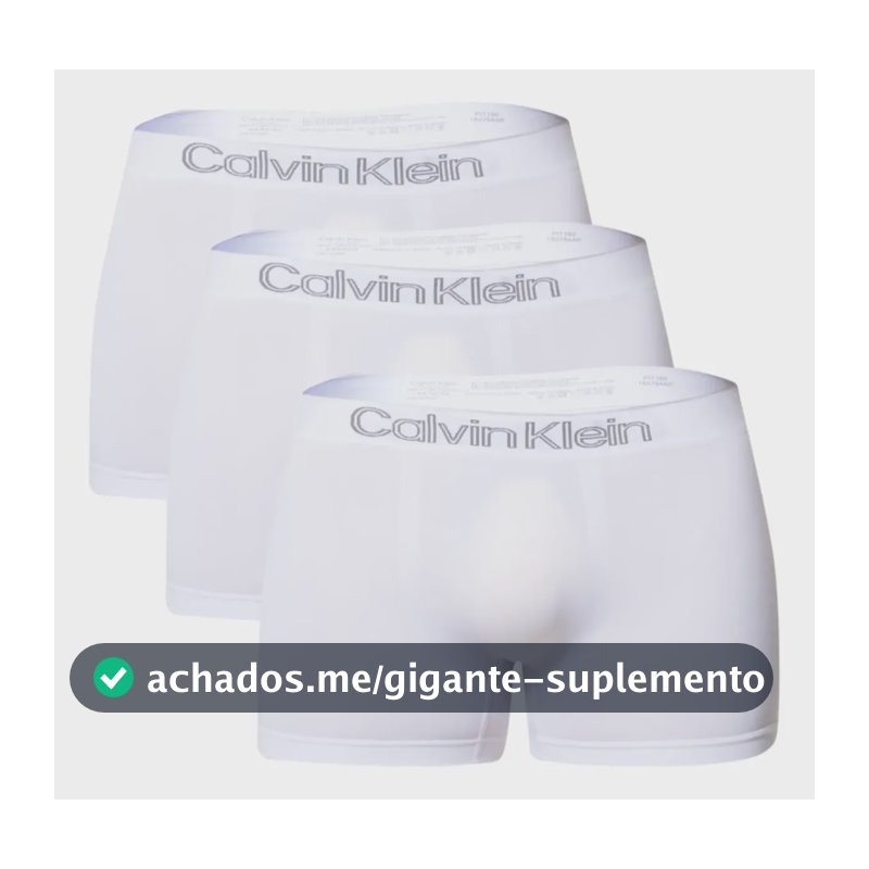 Kit 3 Cuecas Low Rise Trunk Sem Costura Calvin Klein 0900 Branco 2 M