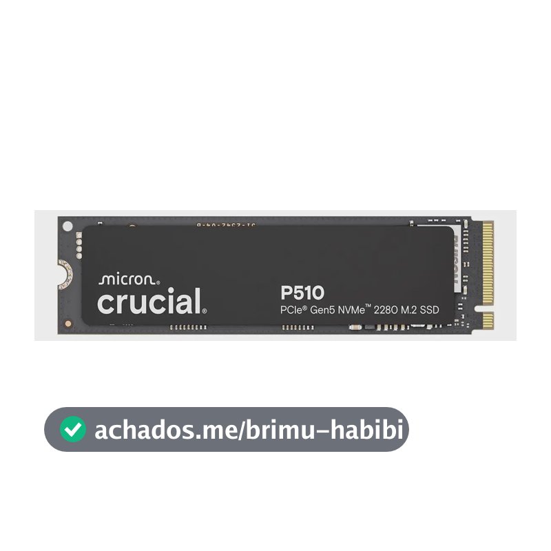 SSD PCIe5 Nvme Crucial P510 de 2 TB de 5ª geração a 11,000 MB/s