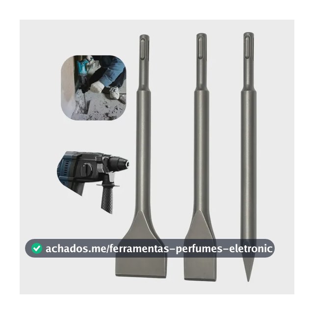Kit Sds Plus Martelete Ponteiro E Talhadeiras Jogo 3 Peças 20mm E 40mm Profissional