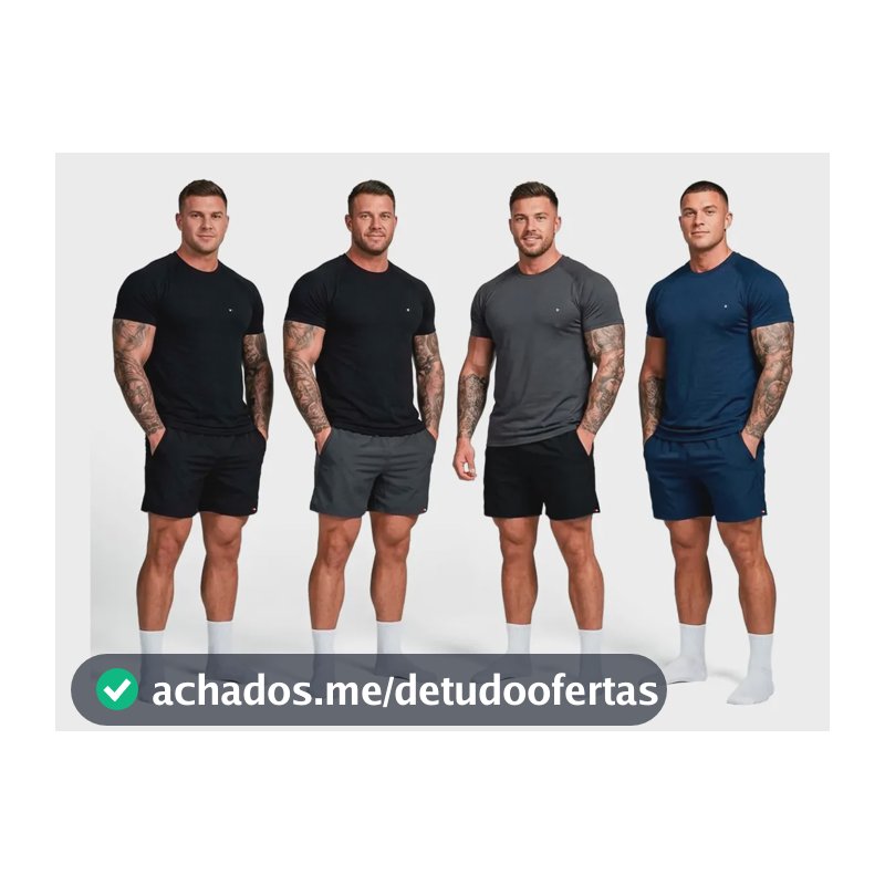 Kit 8 Peças Dry Fit 4 Camisetas + 4 Shorts Academia Sandrini Sortidos Liso Gg