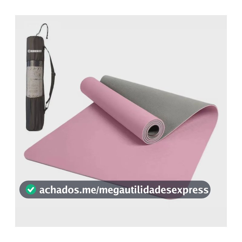 Tapete De Yoga Rubber Fit Tpe Biodegradável 6mm Cor Rosa e Cinza