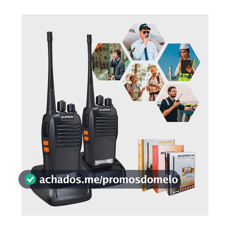 Baofeng Kit 2 Comuncador 16 Ch 12km Baofeng 777s Ht Cor Preto
