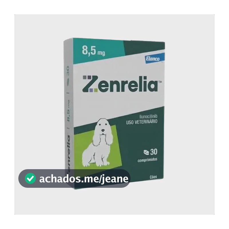 Zenrelia 8,5mg 30 Comprimidos Dermatite Alérgica e Coceiras Cães Elanco