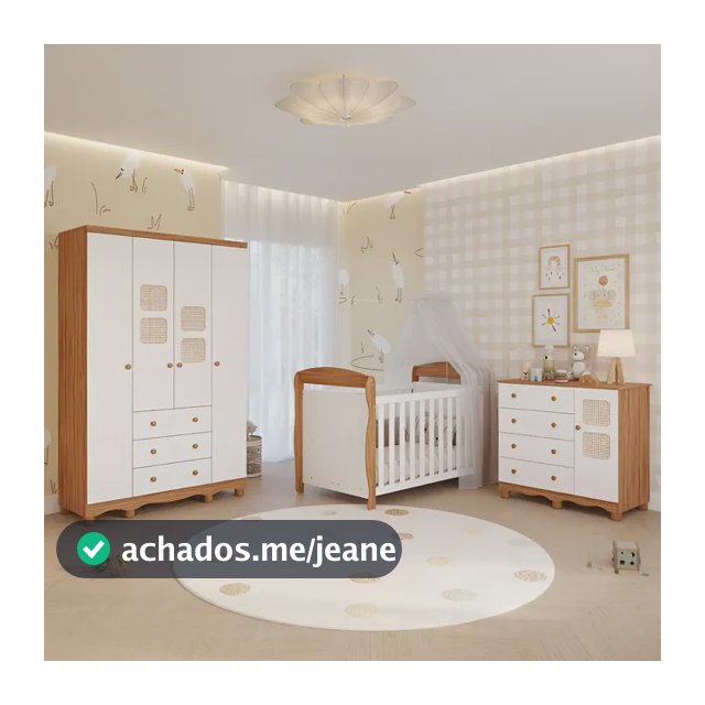 Quarto De Bebê Completo Berço Americano Cômoda Guarda Roupas