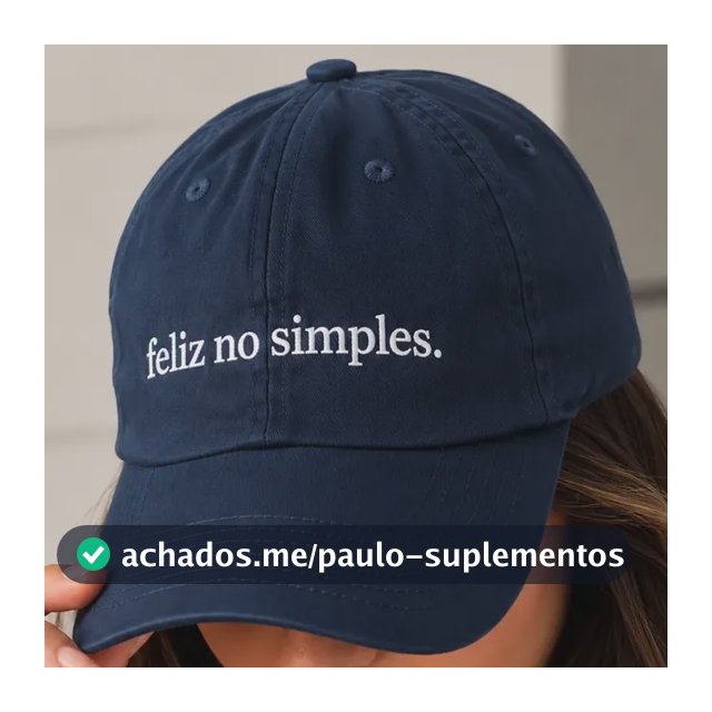 Boné Feliz No Simples Aba Curva Frase Bordado Ajustável Moda Azul Unico
