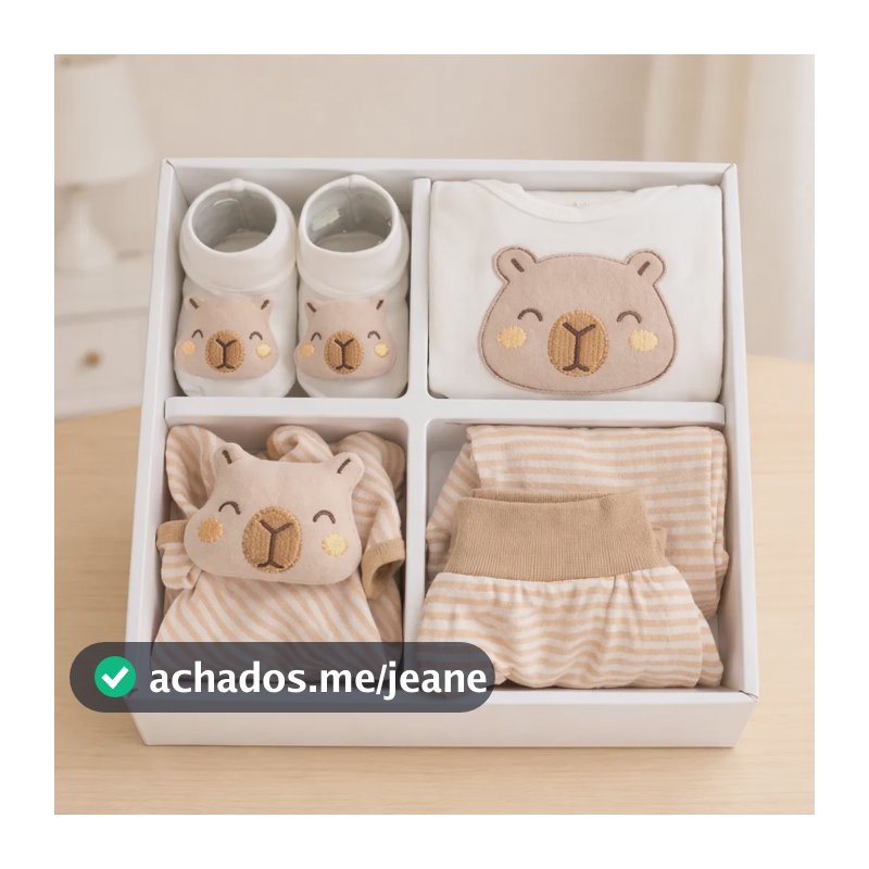 Kit Presente Bebê Recém Nascido Body Mijão Pantufa Naninha Bege P