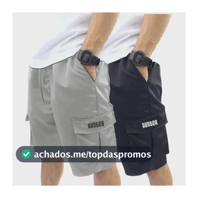 Kit 2 Bermudas Corta Vento Bolso Cargo Hunter Colors Verão