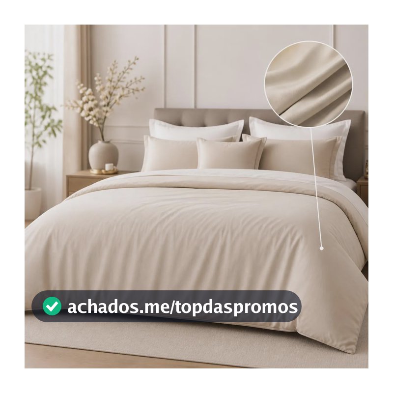 Capa De Edredom Queen Duvet Zíper 2,60 X 2,40 400 Fios Macio Bege