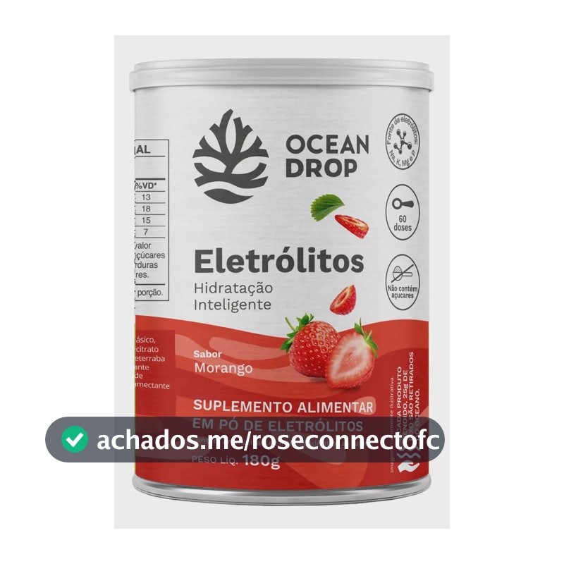 Eletrólitos Ocean Drop Sódio Potássio Fósforo Magnésio Eletrolitos 180g Sabor Morango