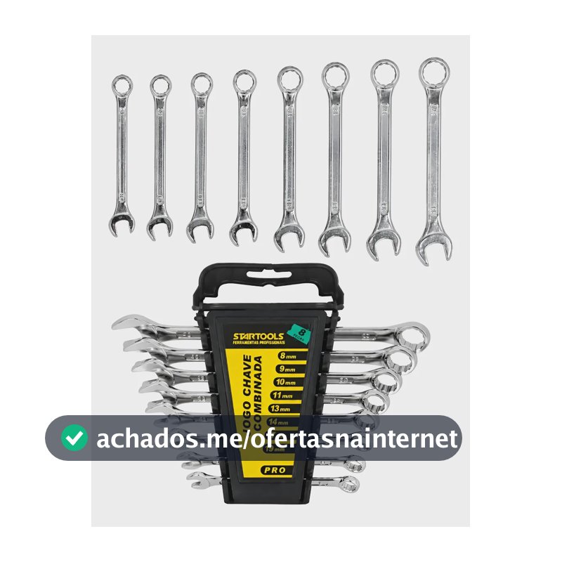 Jogo De Chave Combinada Startools De 8 A 19mm 8 Peças Pro Preto
