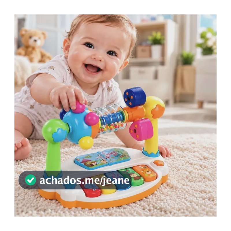 Piano Musical Infantil Chocalho Educativo Sensorial Bebê Colorido Infantil