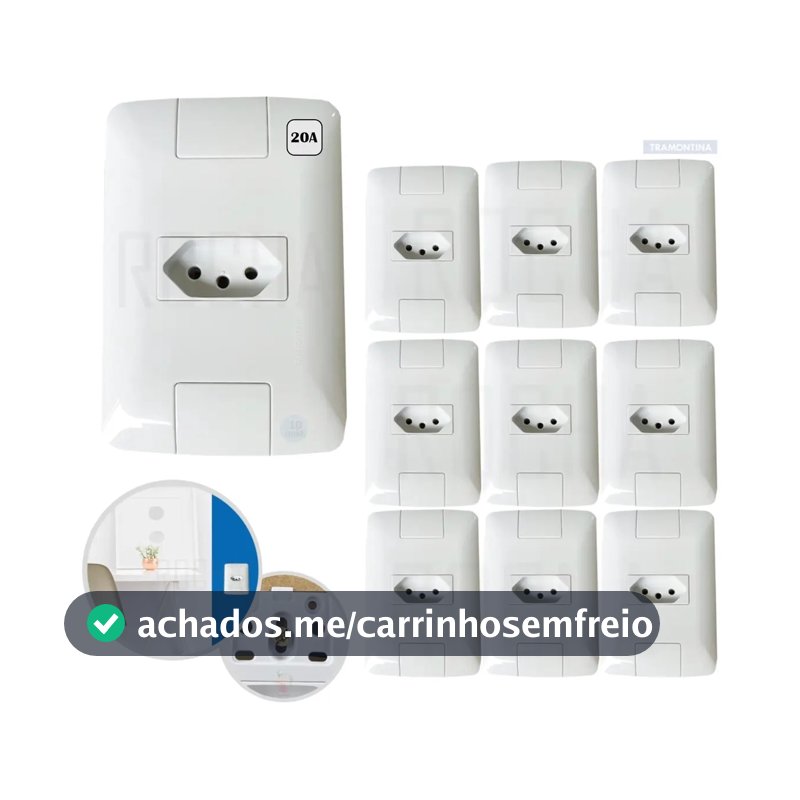 Kit 10 Conjuntos 4x2 1 Tomada 2p+t Tramontina Aria 20a 250v Cor Branco