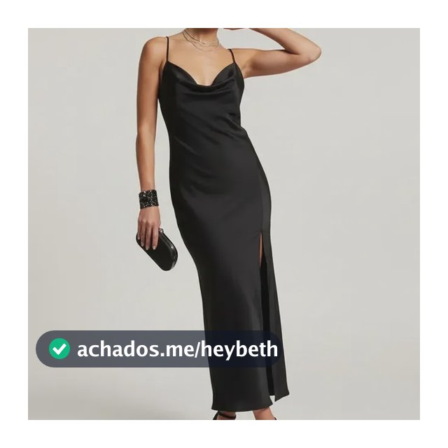 Vestido Midi Feminino Fenda Slip Dress Gola Degâge Costa Nua