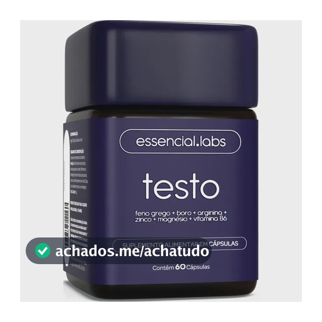 TESTO ESSENCIAL - Fórmula Exclusiva com Feno Grego + Boro + Arginina + ZMA + Vitamina B6 - 60 cápsulas