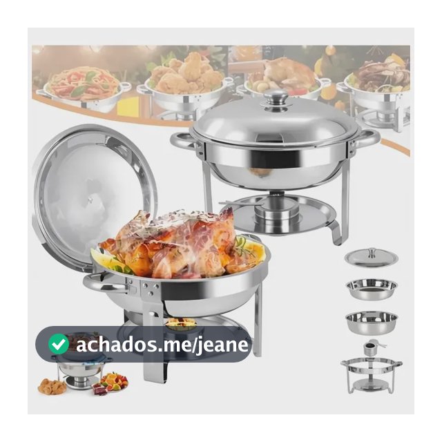 Rechaud Redondo 6l Em Aço Inox Para Banho Maria Buffet