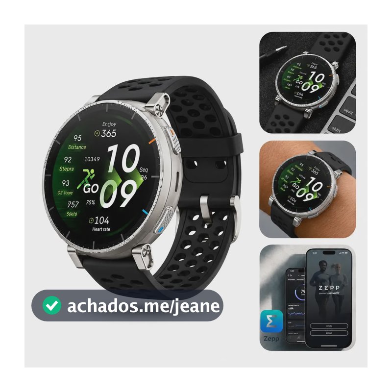 Smartwatch Amazfit Active 3 Premium Familar Gps 4gb Prateado Preto Tela Amoled Bluetooth Chamadas GPS Dual Band Monitor Cardíaco Oxigênio Sono Esportivo Corrida Academia 5ATM Mapas Offline
