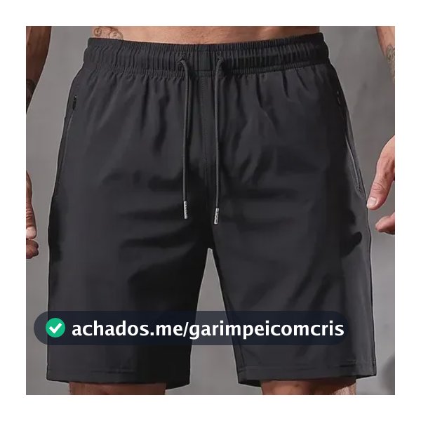 Short Masculino Bermuda Esportiva Slim Fit Secagem Rápida Preto G