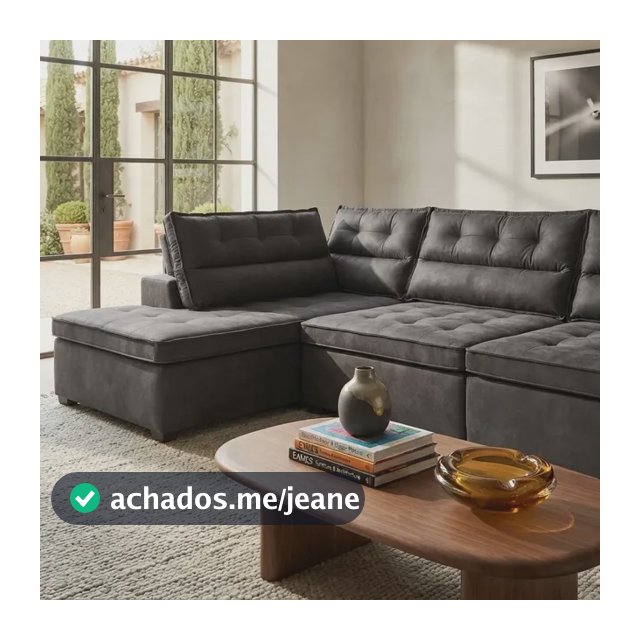 Sofá Canto Retrátil Reclinável Molas 3,00x2,00 Esq Virginia Cinza Suede