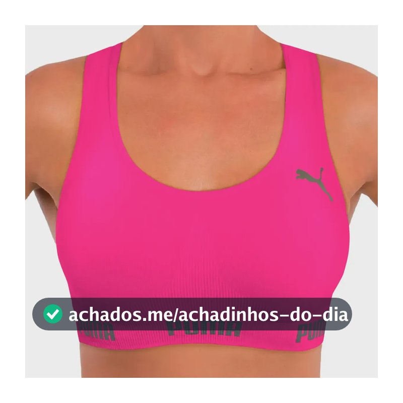 Top Puma Original Feminino Alta Sustentação Academia Fitness Pink Lisa M 40-42