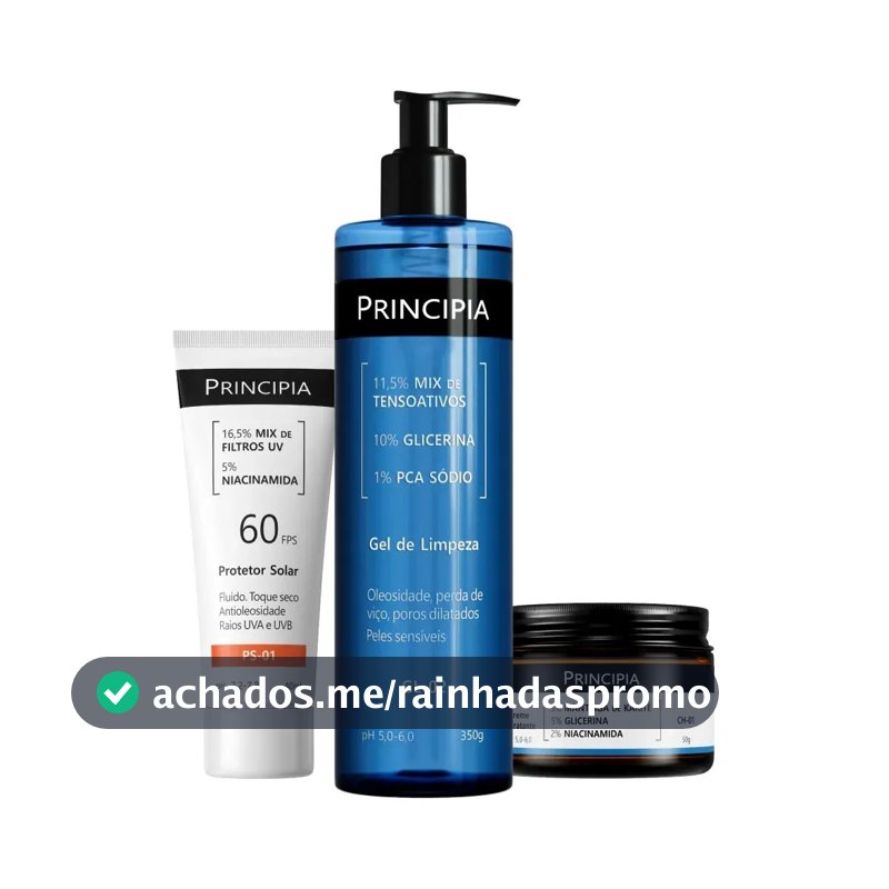 Kit Principia para Rotina de Skincare Pele Sensível com Protetor Solar FPS 60