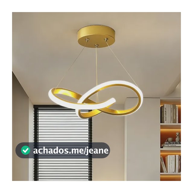 Lustre Pendente Moderna Led,luminaria Dourado Redondo Sala 127/220v Dourado