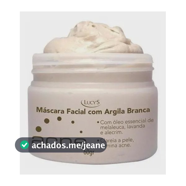 Máscara Facial Lucy's Argila Branca 60g Antiacne Controle Oleosidade